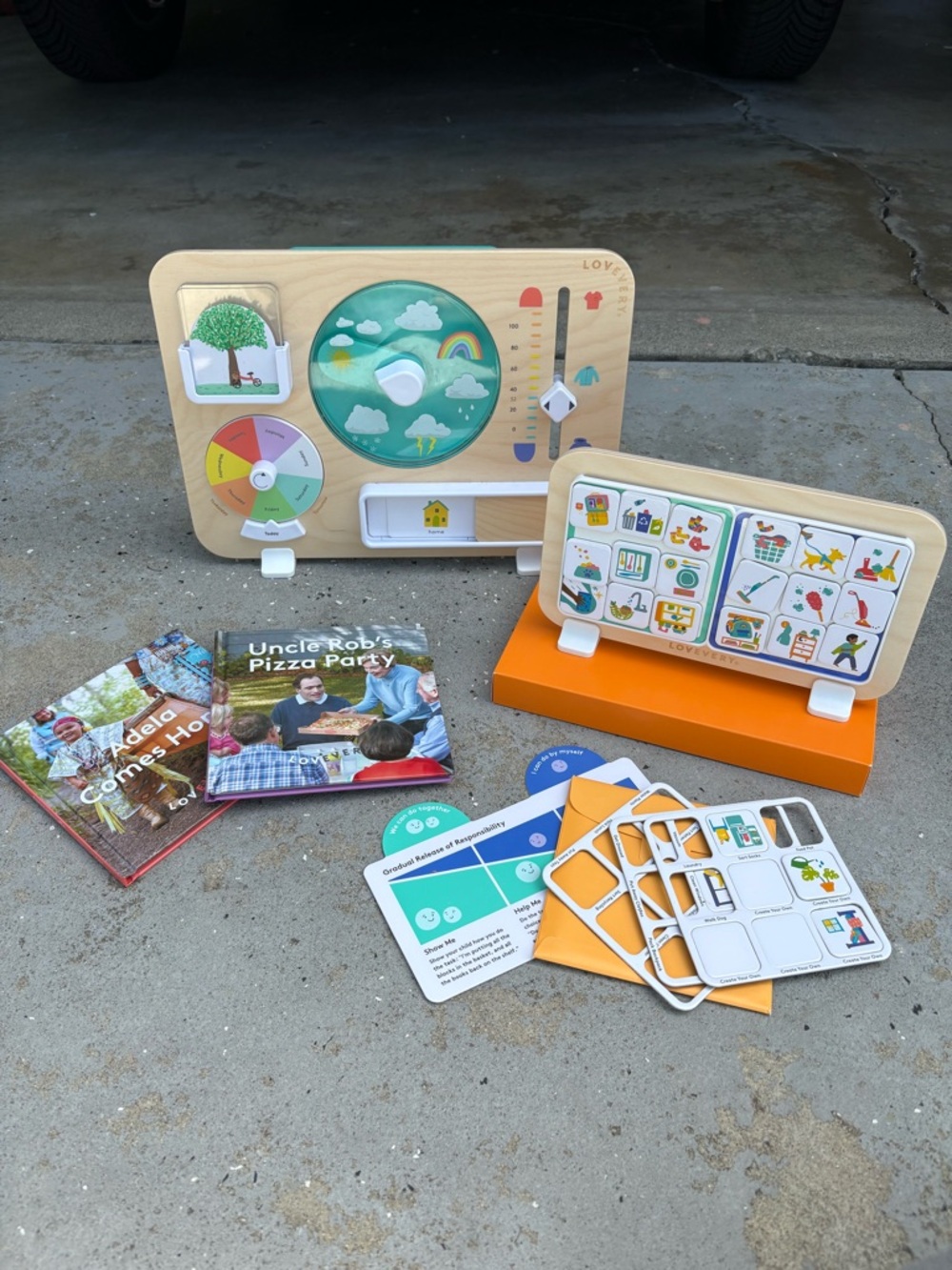 Lovevery weatherboard and Daily Helper Board – toddler routine board